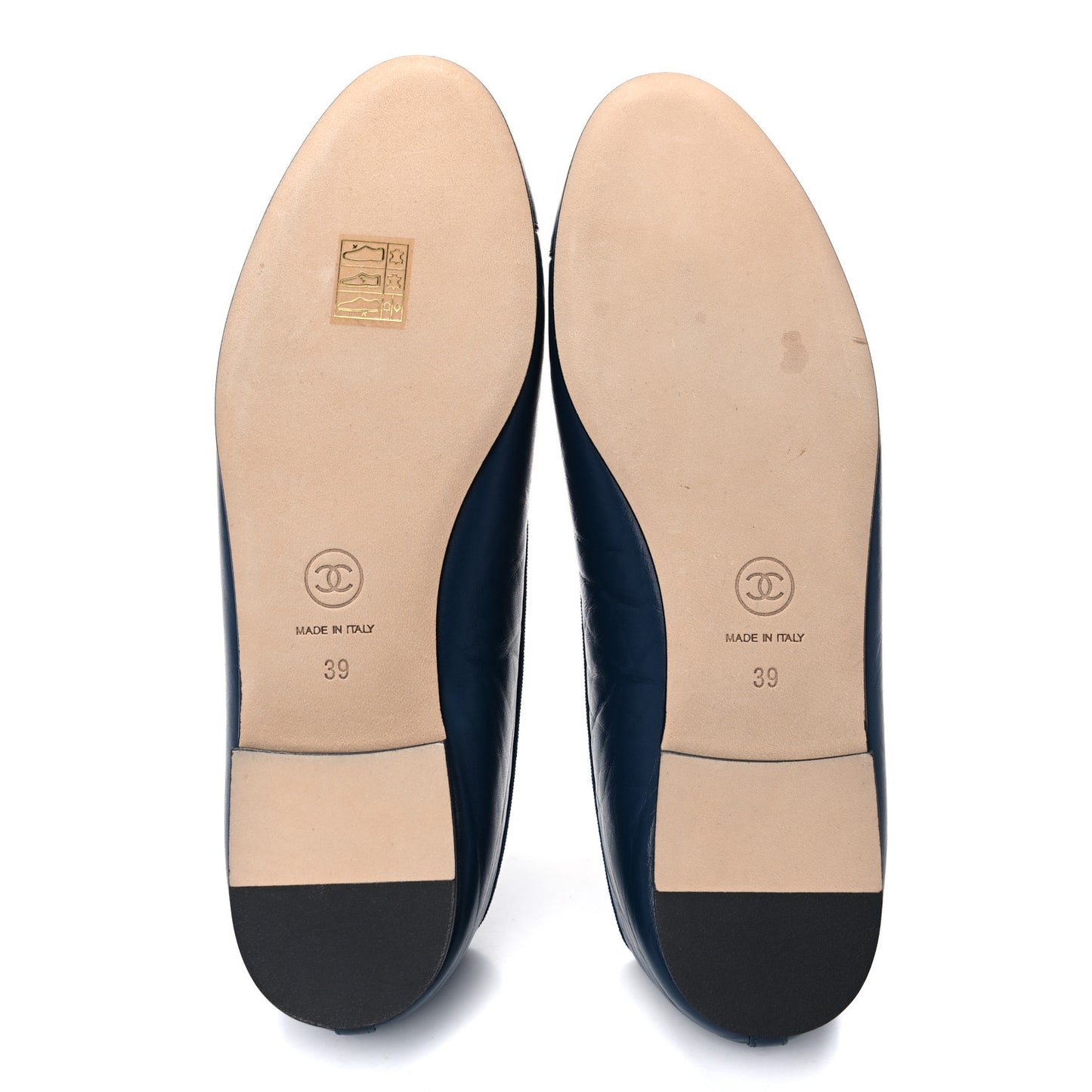 Lambskin CC Cap Toe Ballerina Flats 39 Navy Blue
