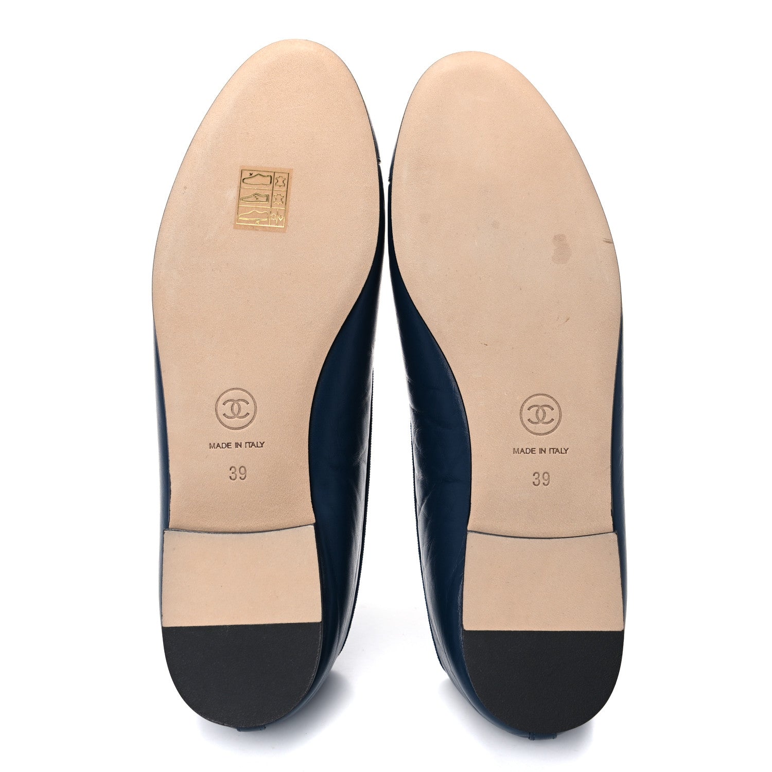 Chanel Lambskin CC Cap Toe Ballerina Flats 39 Navy Blue 5 of 10