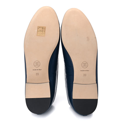 Chanel Lambskin CC Cap Toe Ballerina Flats 39 Navy Blue 5 of 10