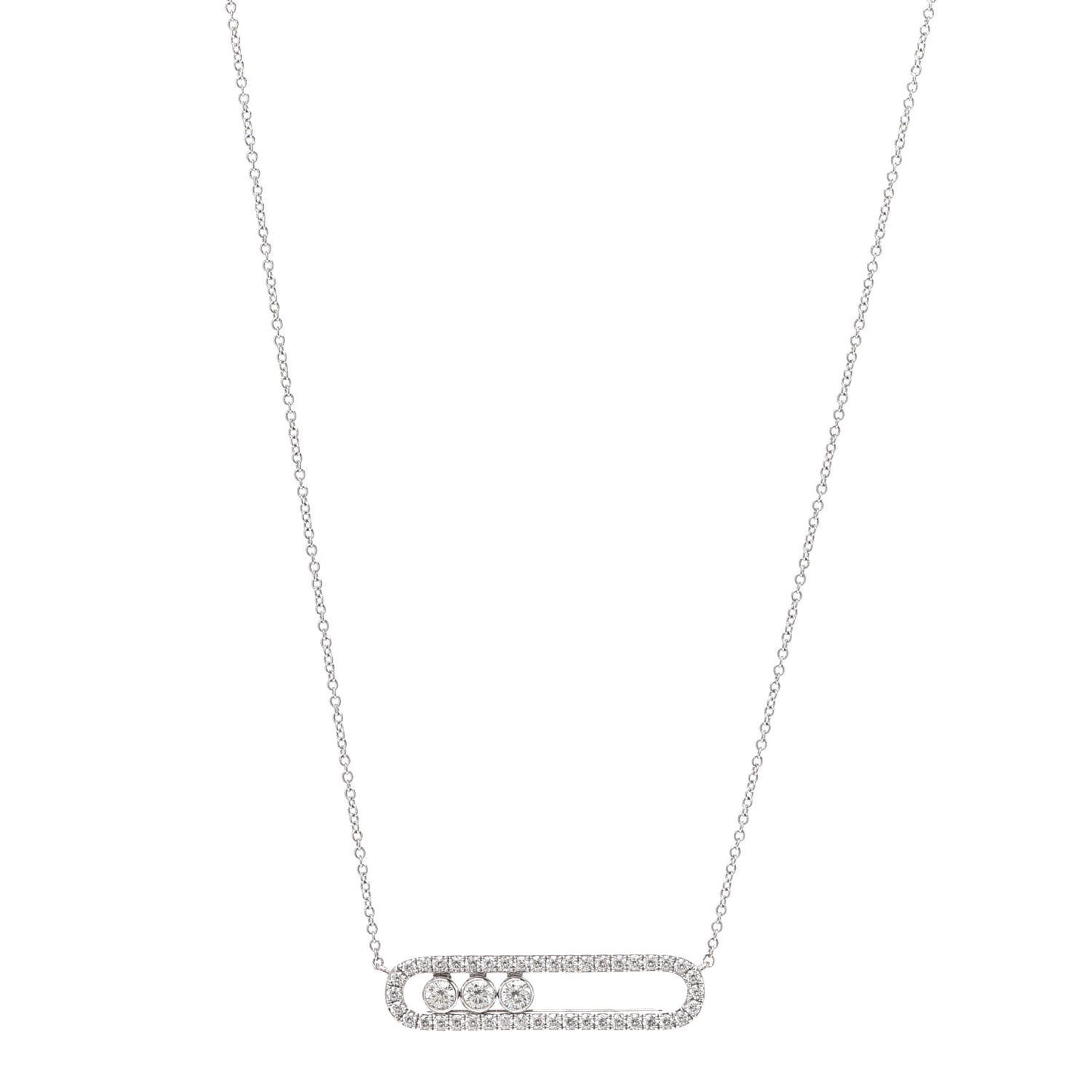 18K White Gold Diamond Move Pave Necklace