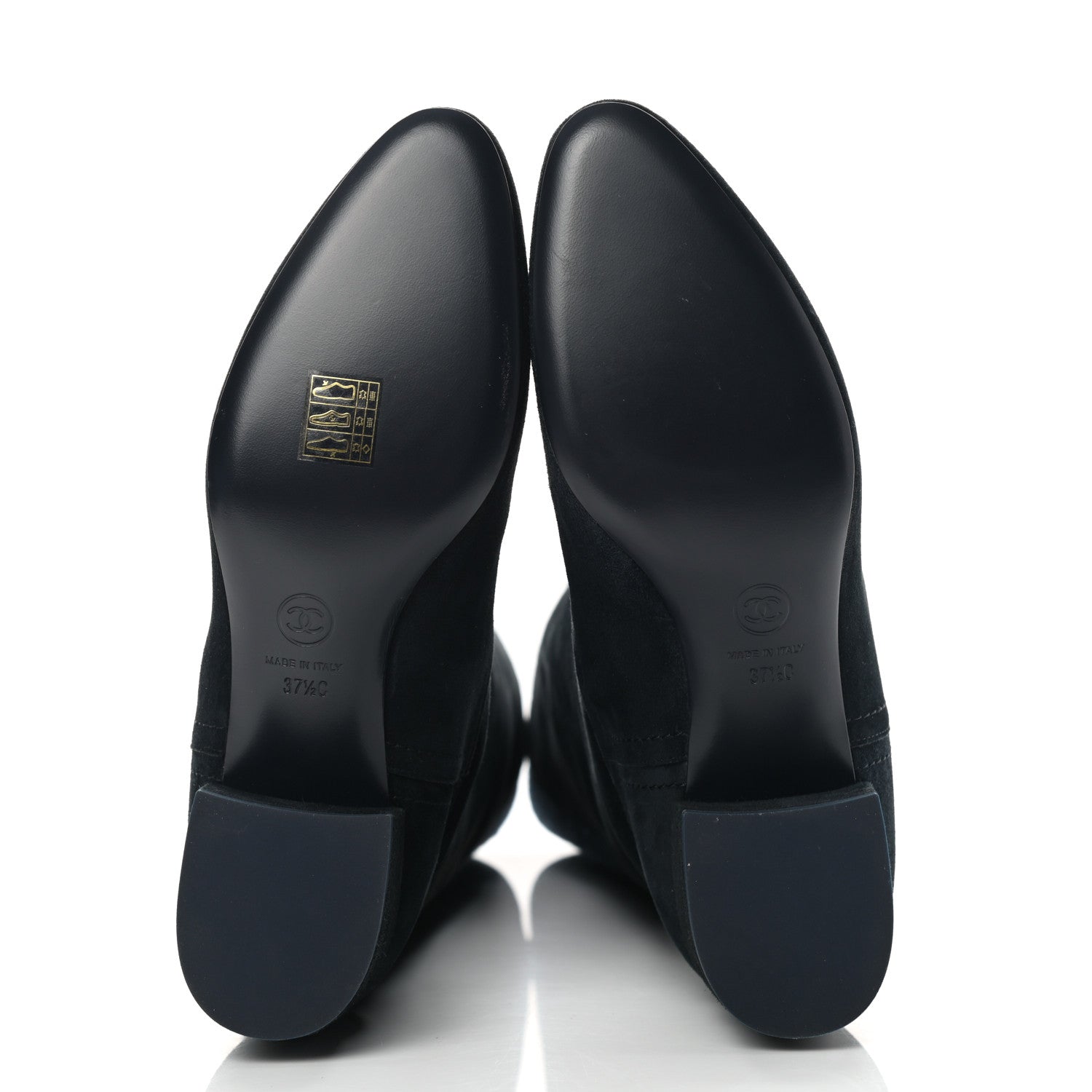 Chanel Suede CC Boots 37.5 Navy Blue 5 of 10