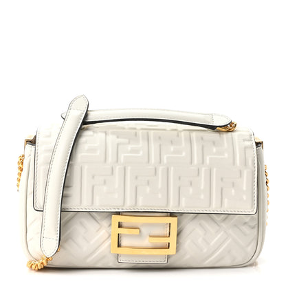 Fendi Nappa Small FF Embossed Midi Chain Baguette White 1 of 10