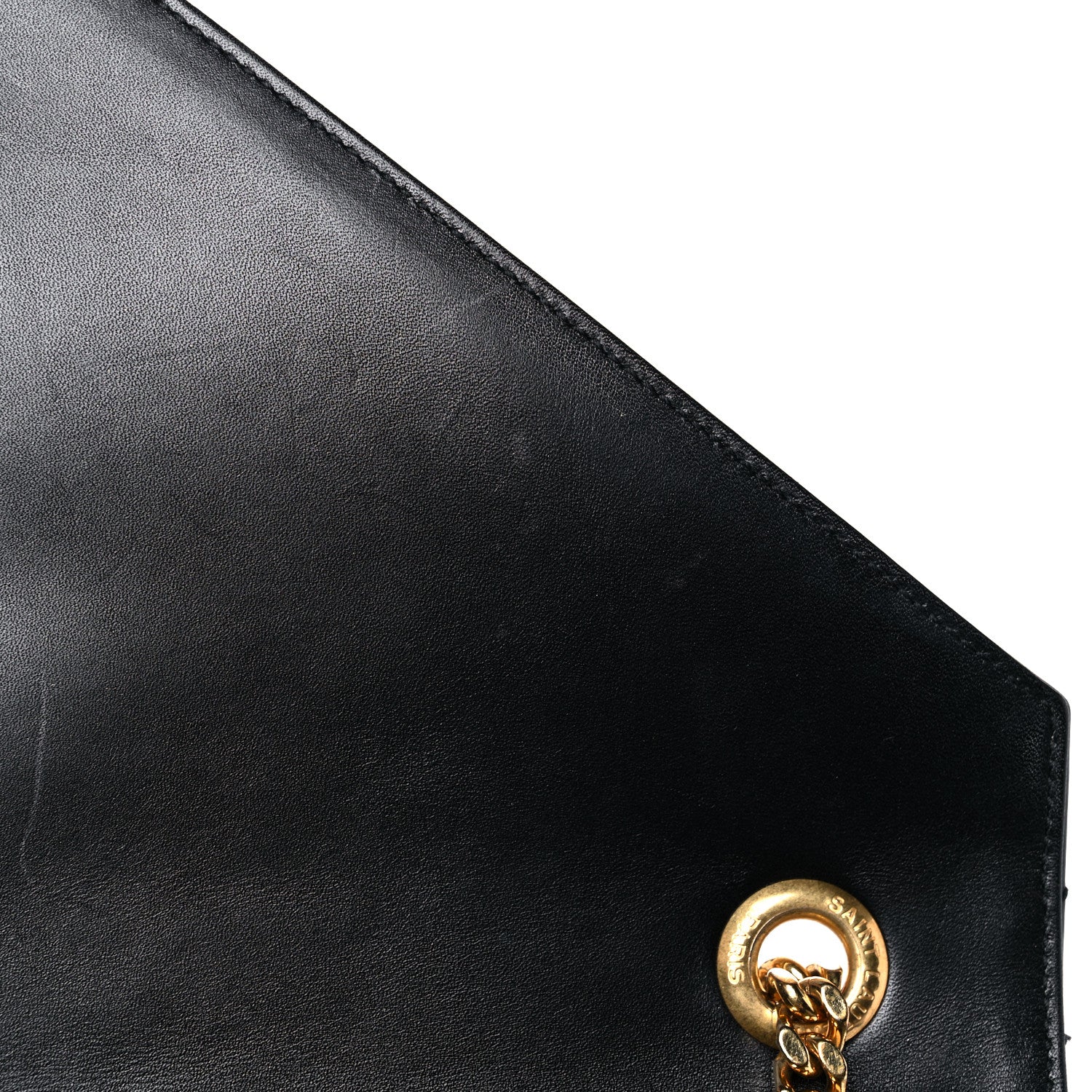 Saint Laurent Smooth Calfskin Matelasse Chevron Large Monogram Satchel Black 12 of 25