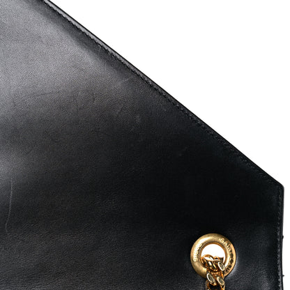 Saint Laurent Smooth Calfskin Matelasse Chevron Large Monogram Satchel Black 12 of 25