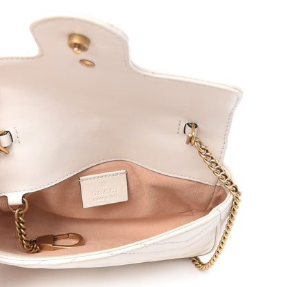 Gucci Calfskin Matelasse Super Mini GG Marmont Shoulder Bag White 5 of 9