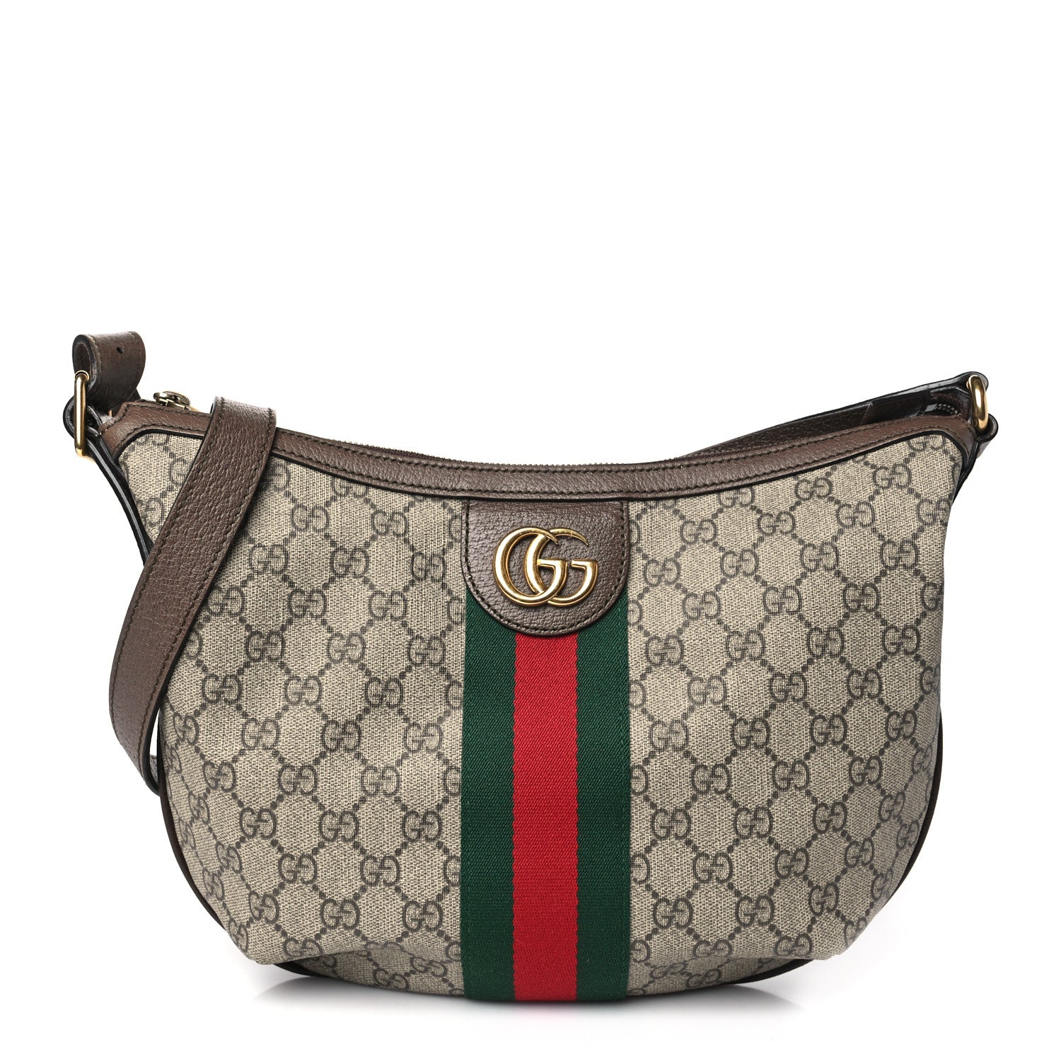 Gucci GG Supreme Monogram Web Small Ophidia Half Moon Hobo Brown 1 of 11