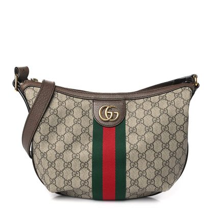 Gucci GG Supreme Monogram Web Small Ophidia Half Moon Hobo Brown 1 of 11