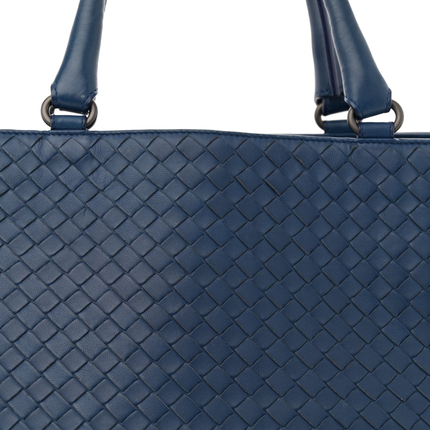 Nappa Intrecciato Medium Top Handle Tote Cobalt