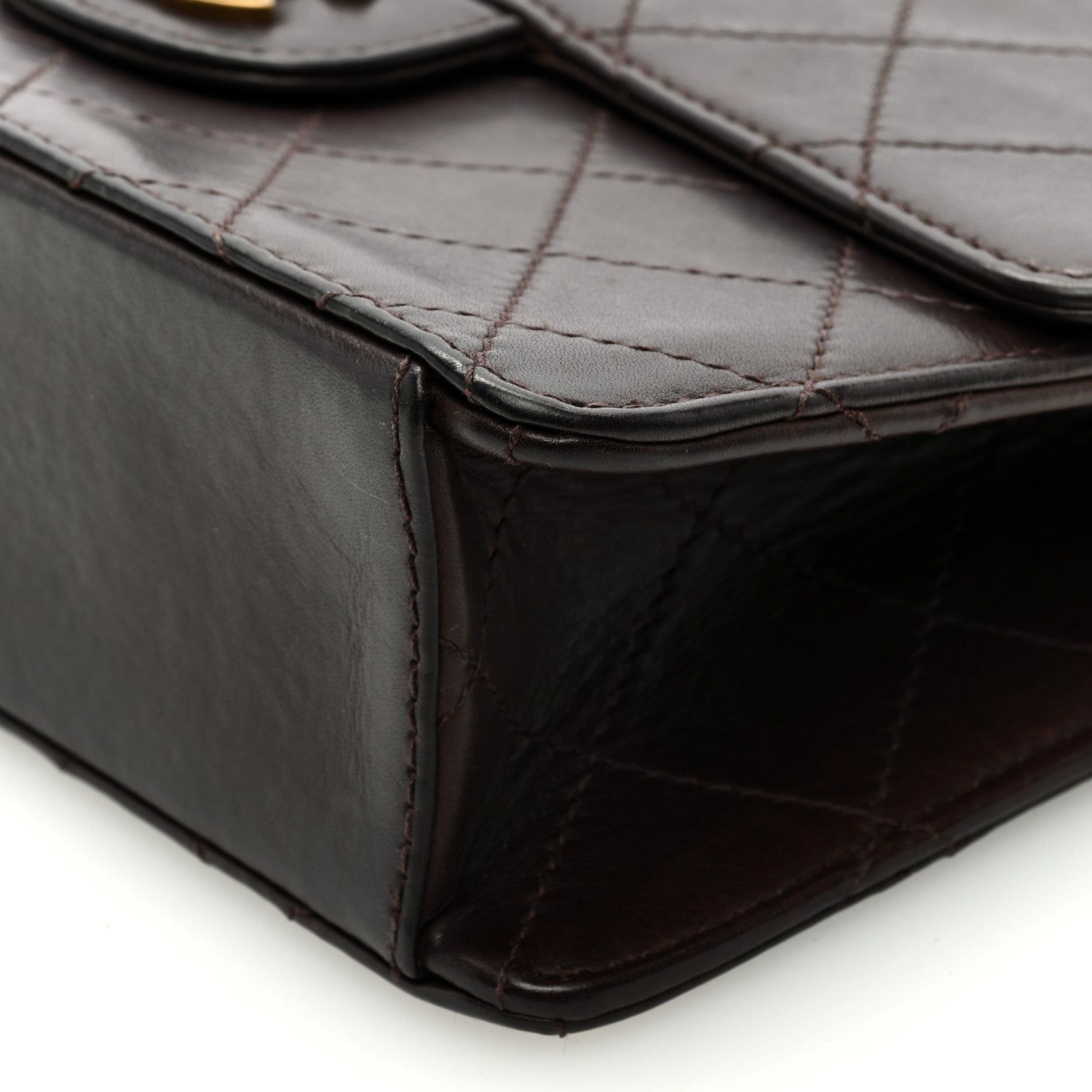 Chanel Lambskin Quilted Small Single Flap Dark Brown 9 of 9