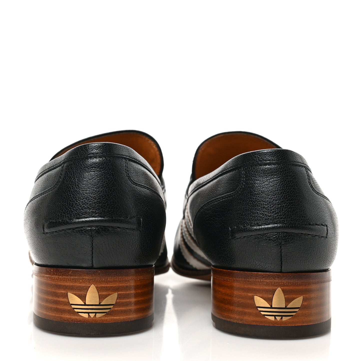 X ADIDAS Goatskin Web Mens Horsebit Loafers 9.5 Black White