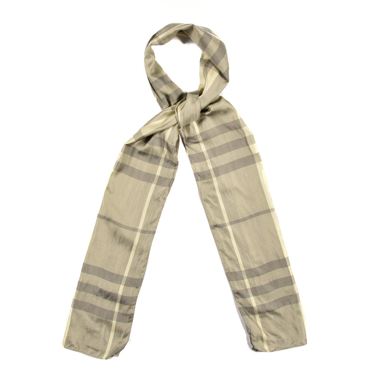 Silk Giant Check Scarf Grey