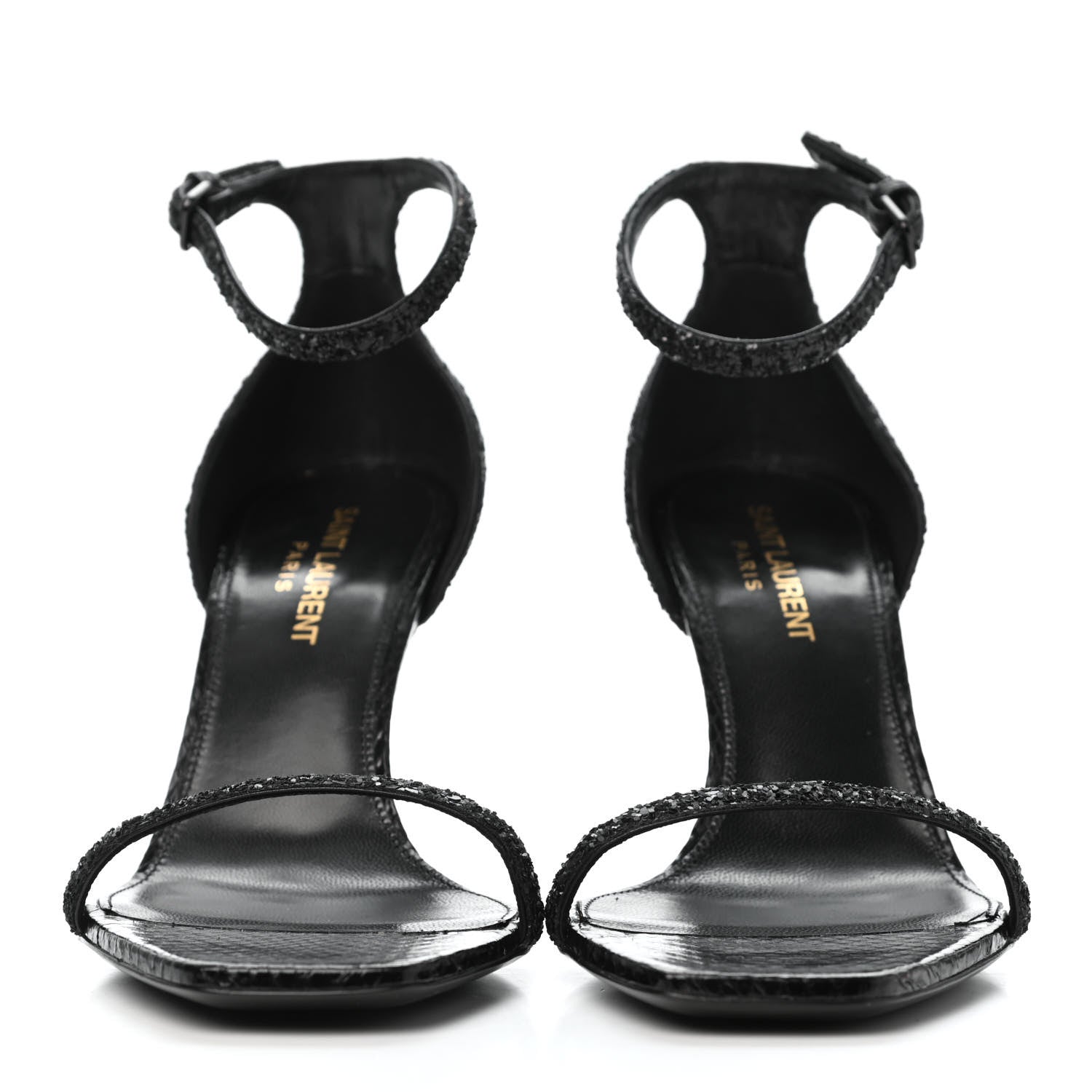 Saint Laurent Glitter Opyum Sandals 36.5 Black 2 of 13