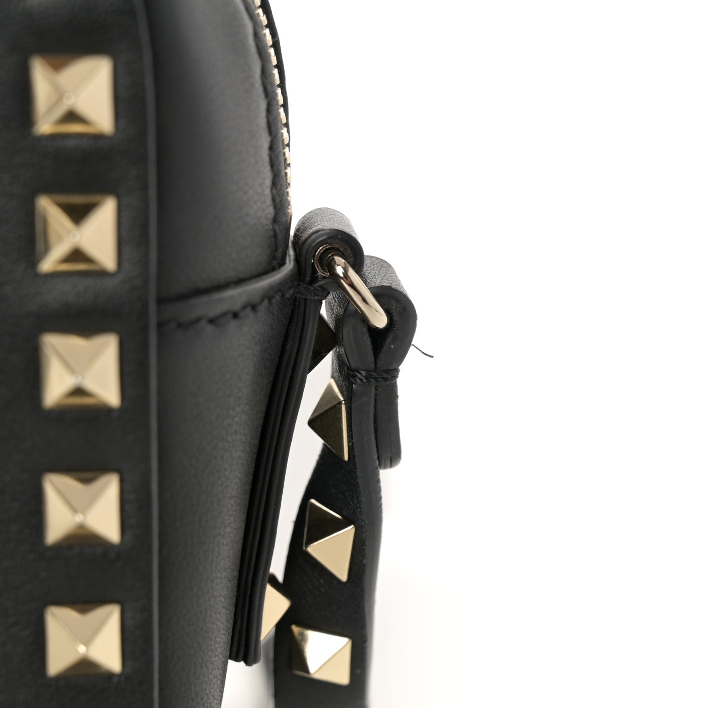 Calfskin Rockstud Camera Crossbody Bag Black