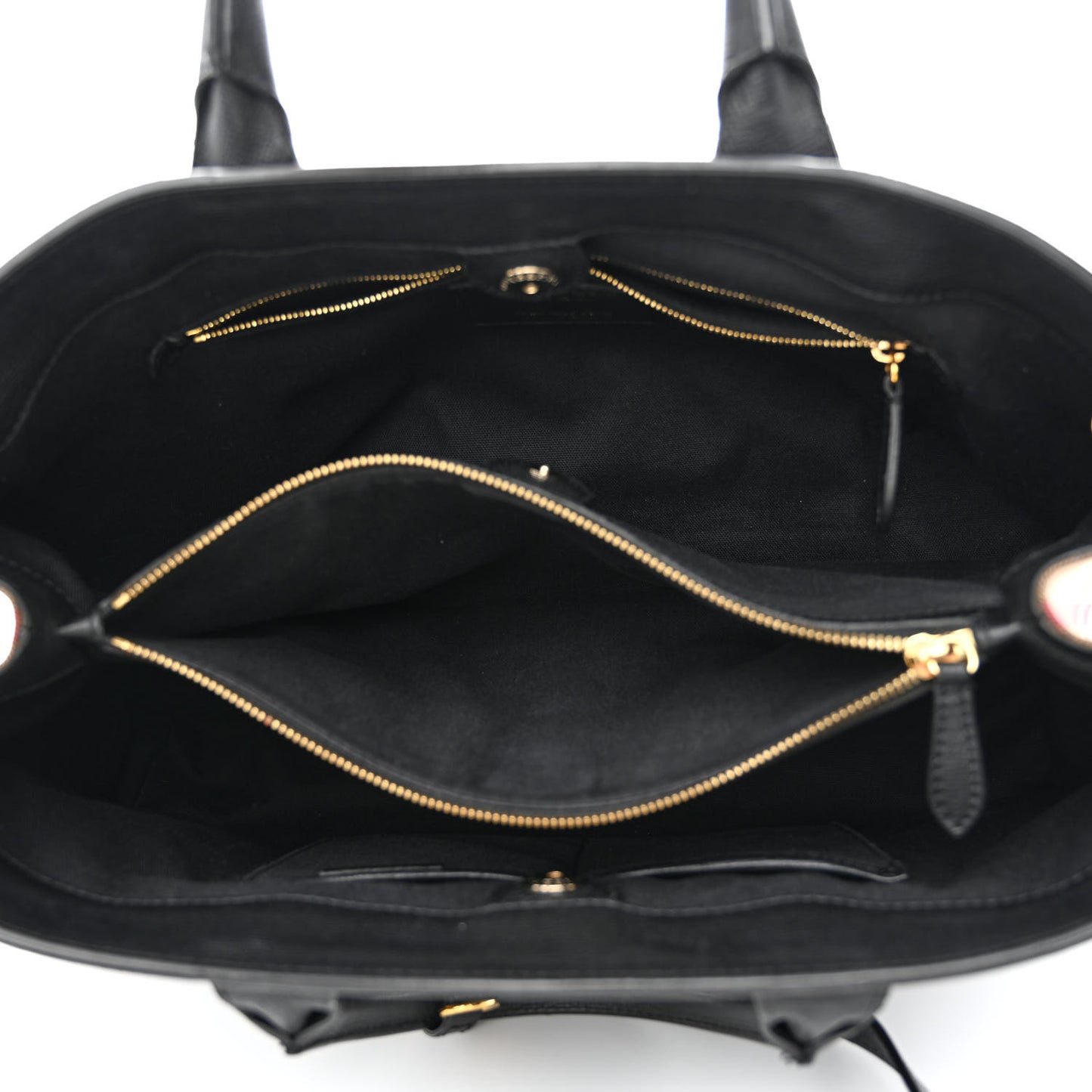 Grainy Calfskin House Check Large Banner Tote Black