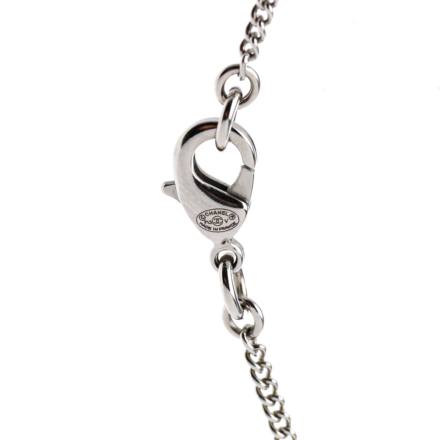 Chanel Crystal Timeless CC Necklace Silver 5 of 5