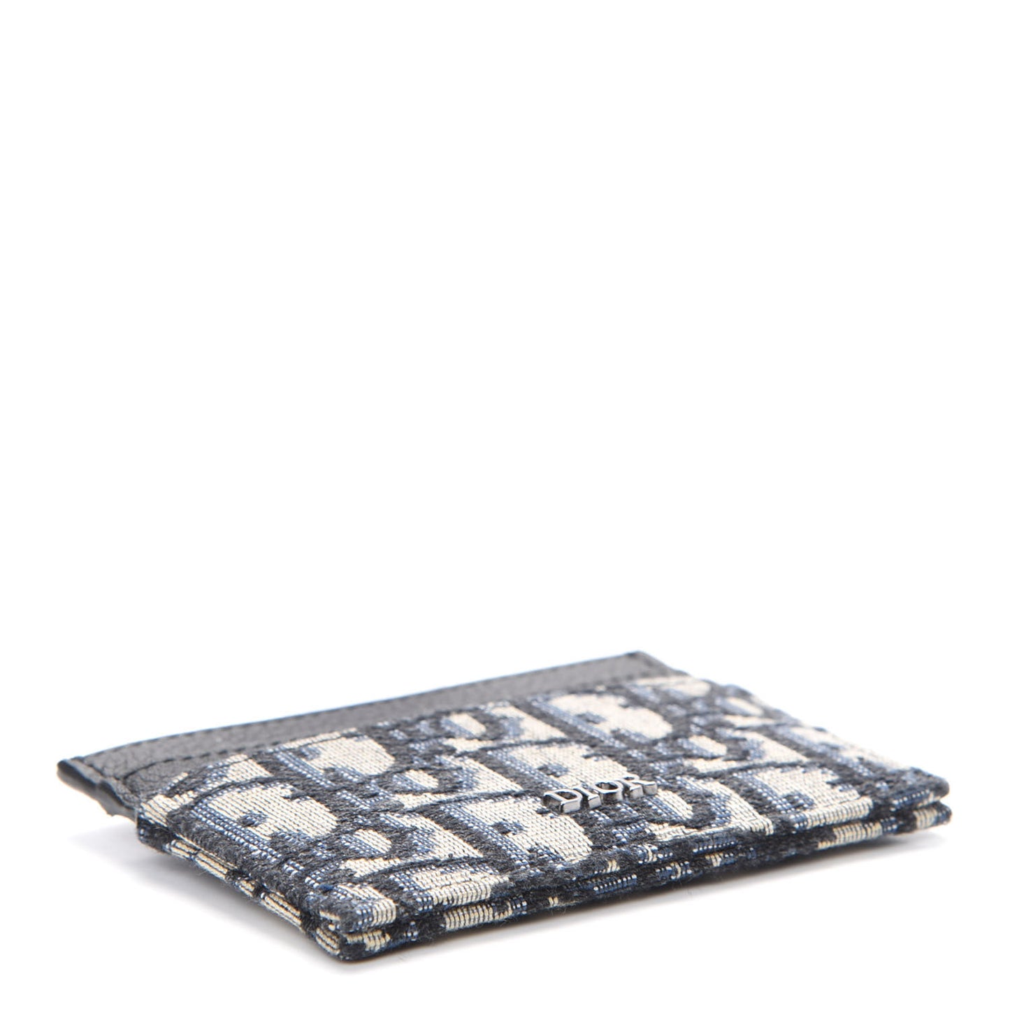 Grained Calfskin Oblique Card Holder Black