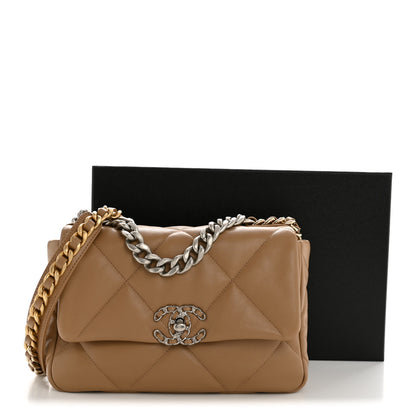 Chanel Lambskin Quilted Medium Chanel 19 Flap Beige 13 of 13