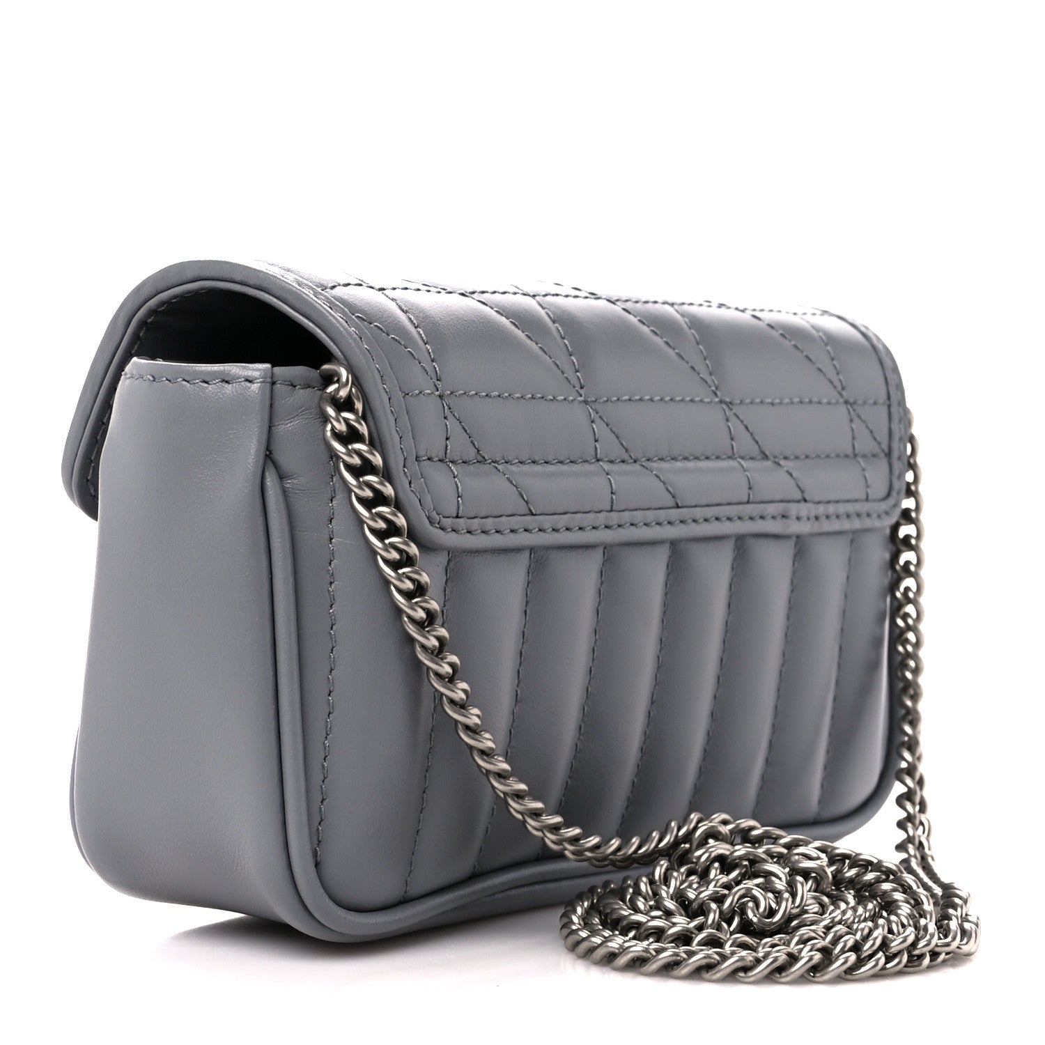 Gucci Calfskin Matelasse Aria Super Mini GG Marmont Shoulder Bag Deep Grey 3 of 10