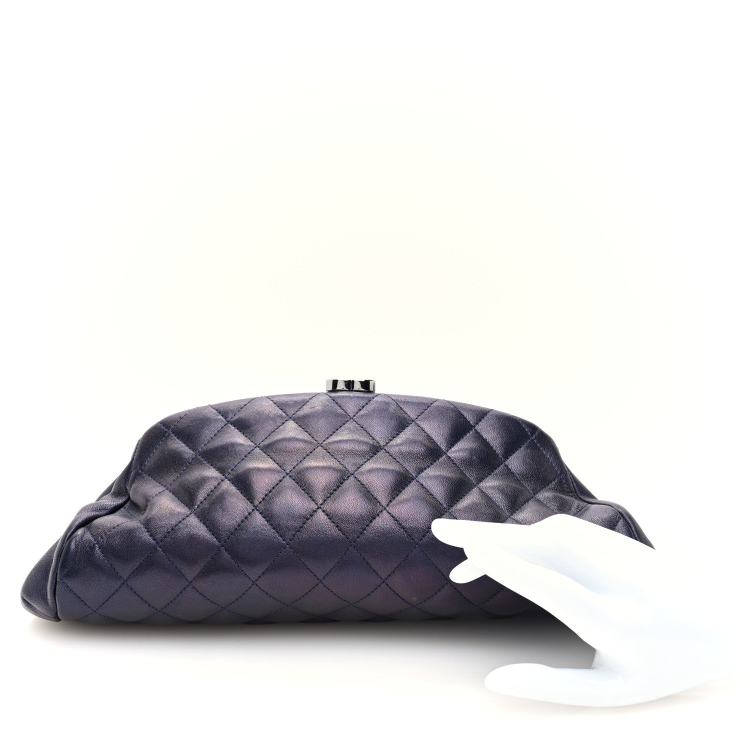 Chanel Metallic Lambskin Quilted Timeless Clutch  Blue 2 of 10