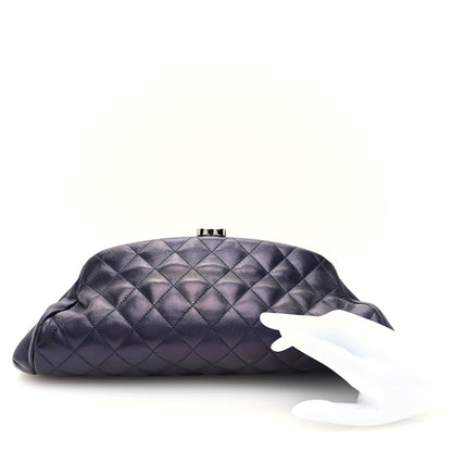 Chanel Metallic Lambskin Quilted Timeless Clutch  Blue 2 of 10