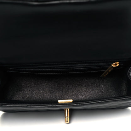 Chanel Lambskin Quilted Mini Top Handle Rectangular Flap Black 5 of 9