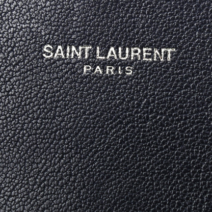 Saint Laurent Lambskin Mixed Matelasse Quilted Large Monogram Envelope Wallet Navy 5 of 8