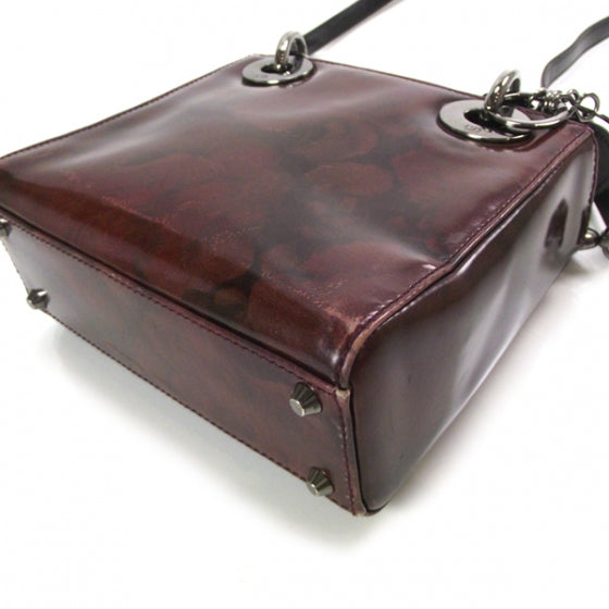 Christian Dior Polished Leather Mini Lady Dior Burgundy 5 of 9