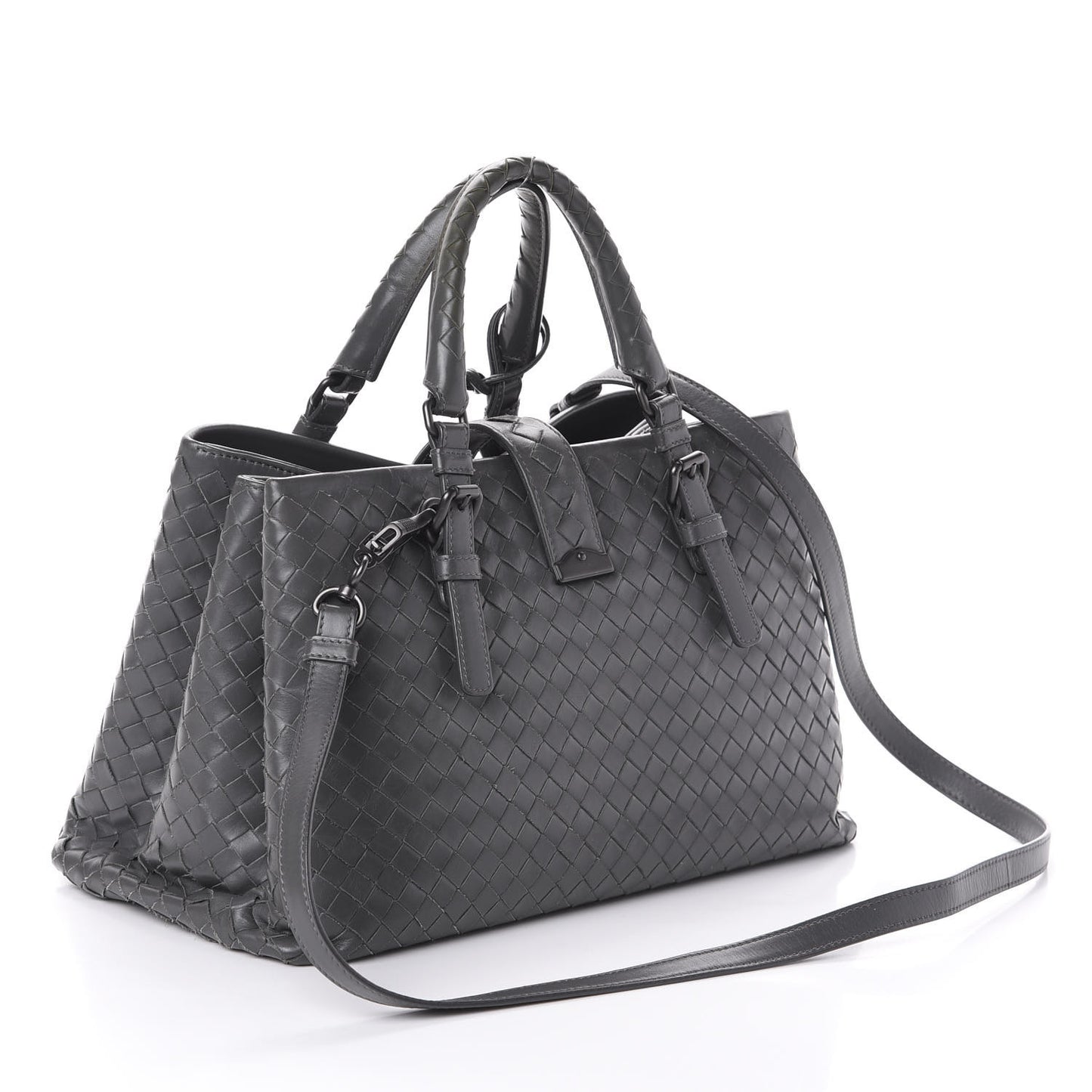 Light Calf Intrecciato Small Roma Light Grey