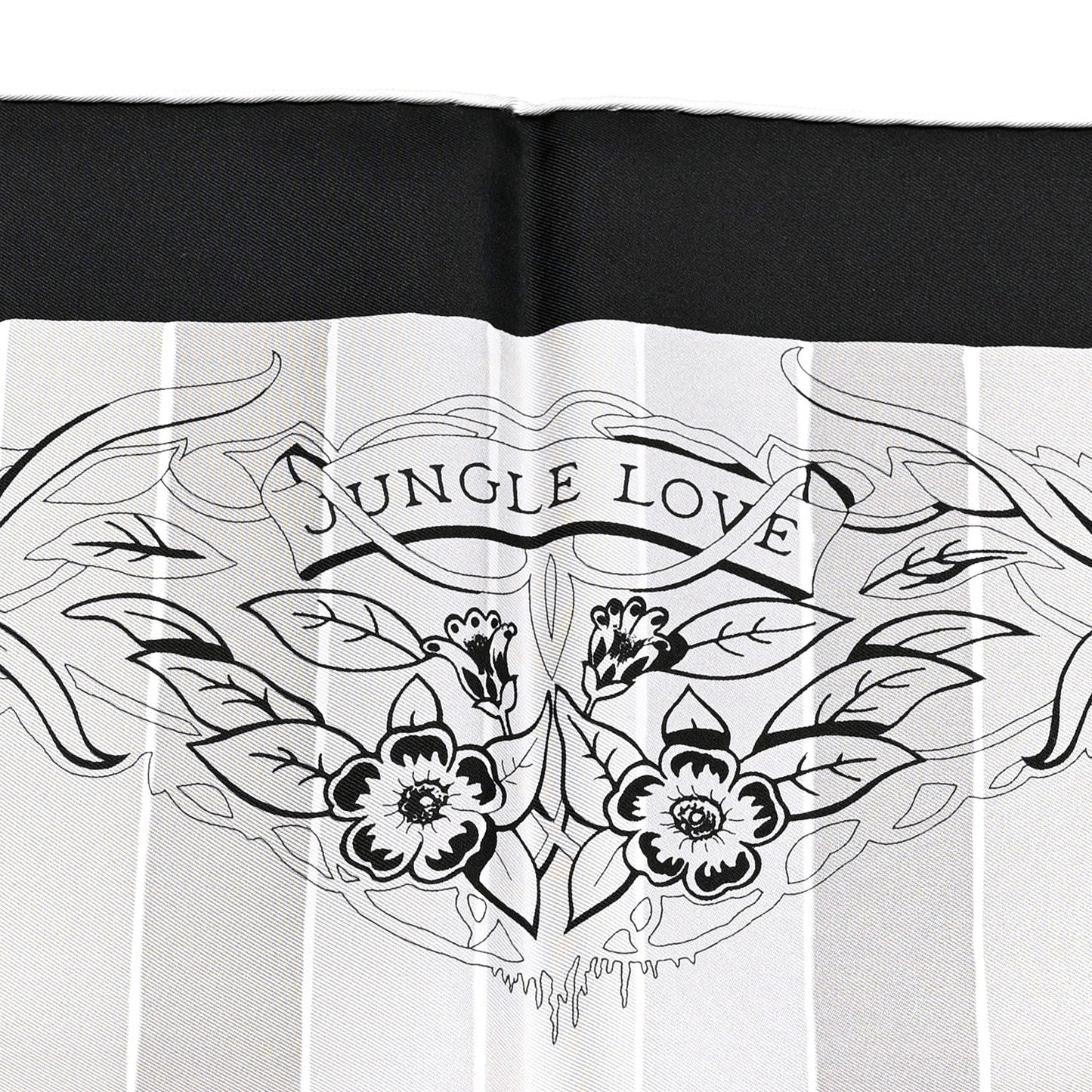 Silk Jungle Love Rainbow Scarf 90 Black Gris White