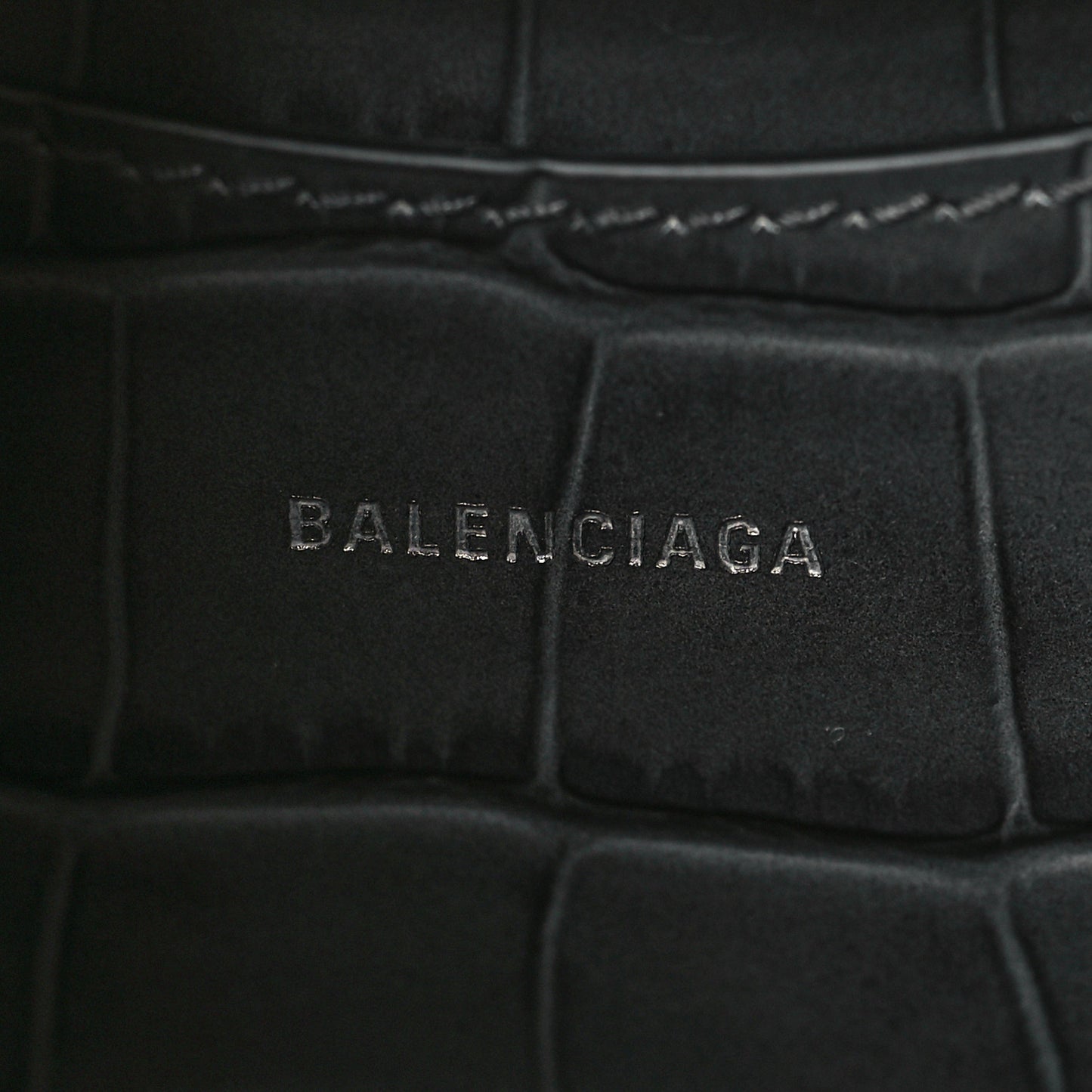 Calfskin Crocodile Embossed Neo Classic Silver Hardware Mini City Dark Grey