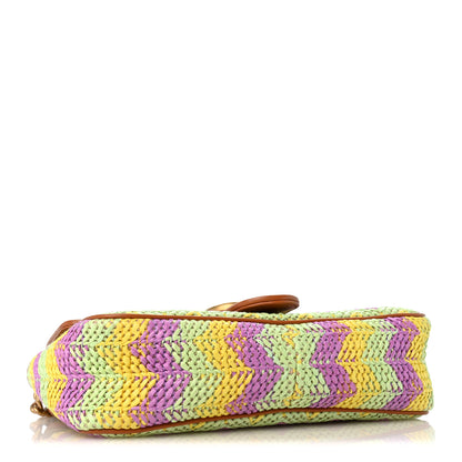 Gucci Calfskin Raffia Woven Small GG Marmont Shoulder Bag Multicolor 4 of 9