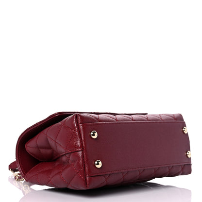 Chanel Caviar Lizard Embossed Quilted Mini Coco Handle Flap Burgundy 4 of 9