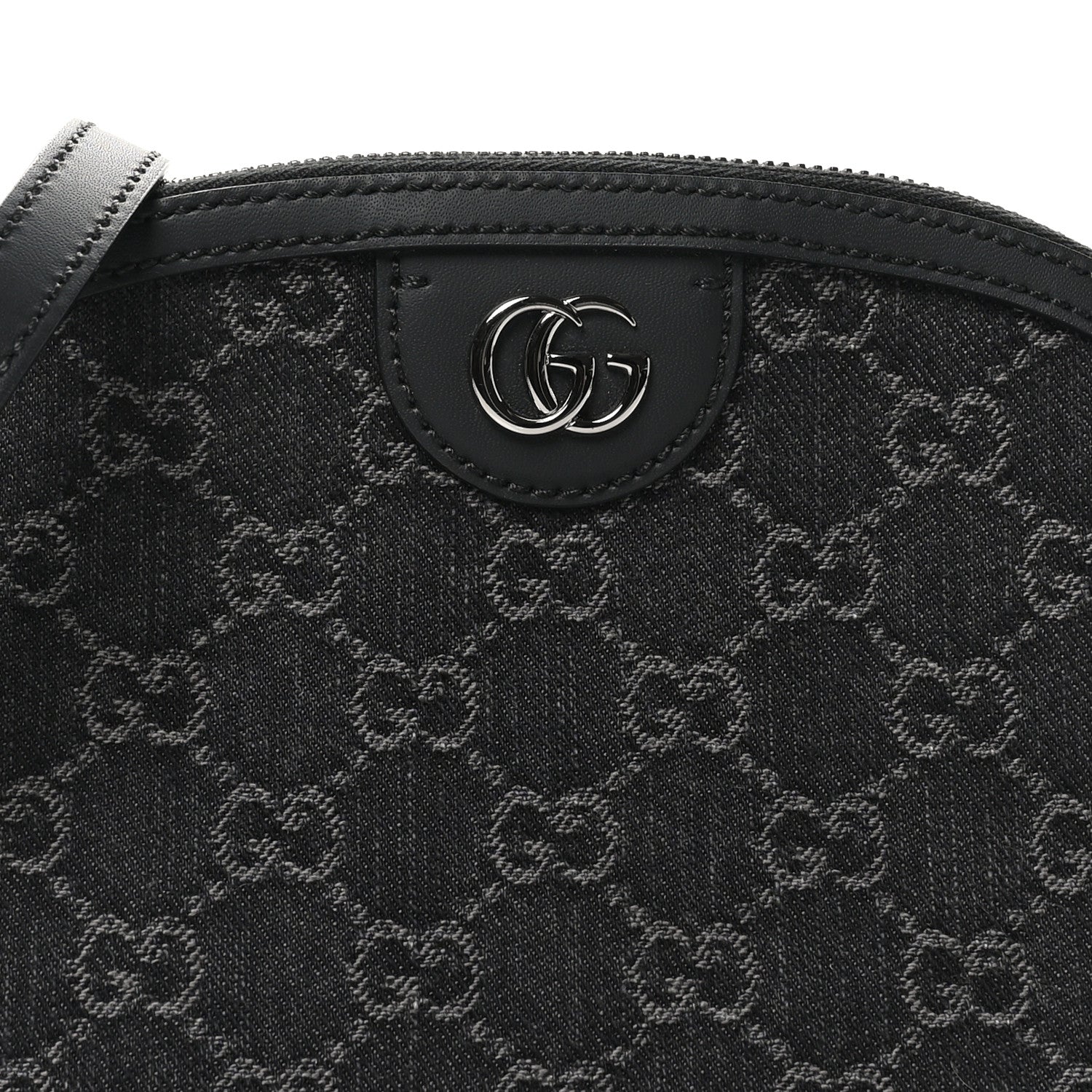 Gucci Denim Cuoio Harness GG Monogram Small Ophidia Dome Shoulder Bag Black Medium Grey 8 of 10
