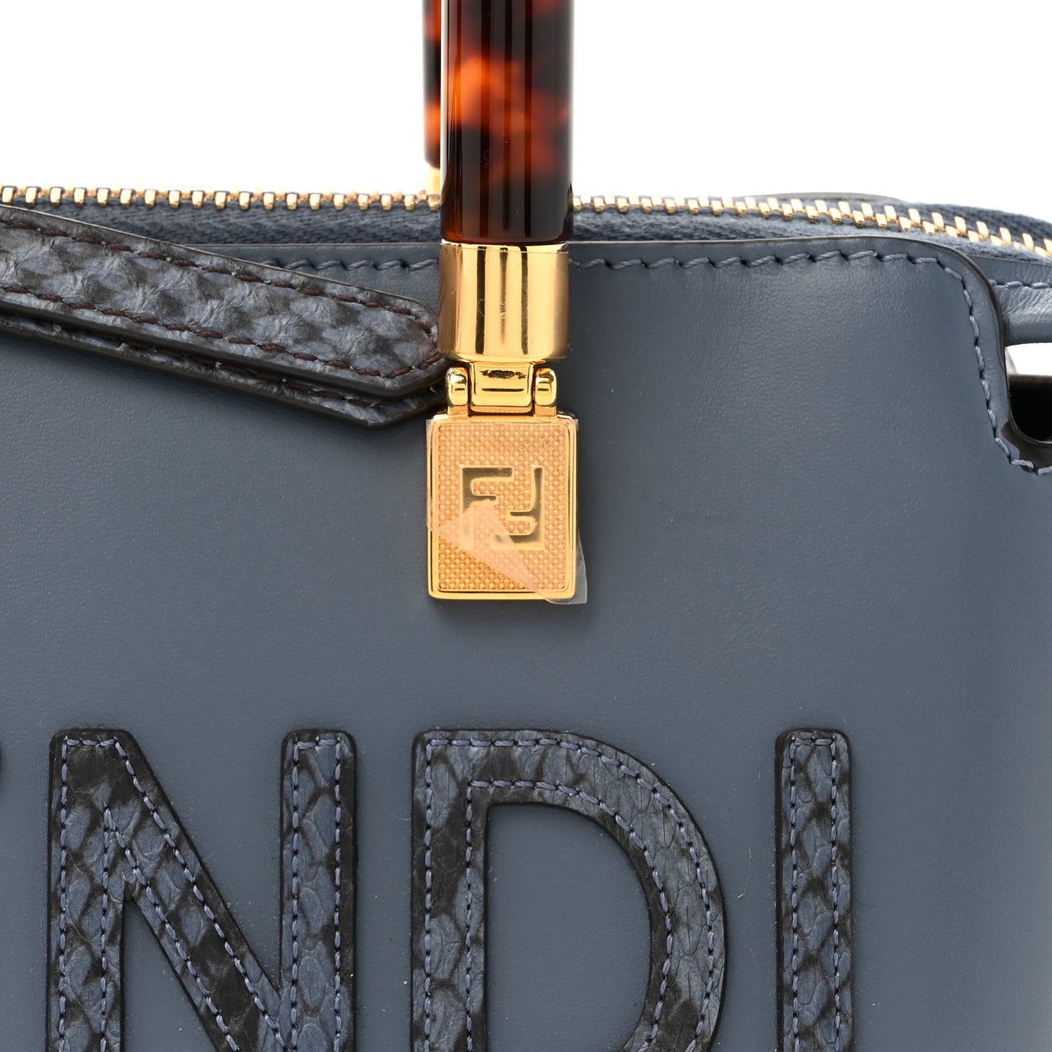 Fendi Vitello King Plexiglass Elaphe Python Print Logo Mini By The Way Mirto 8 of 14