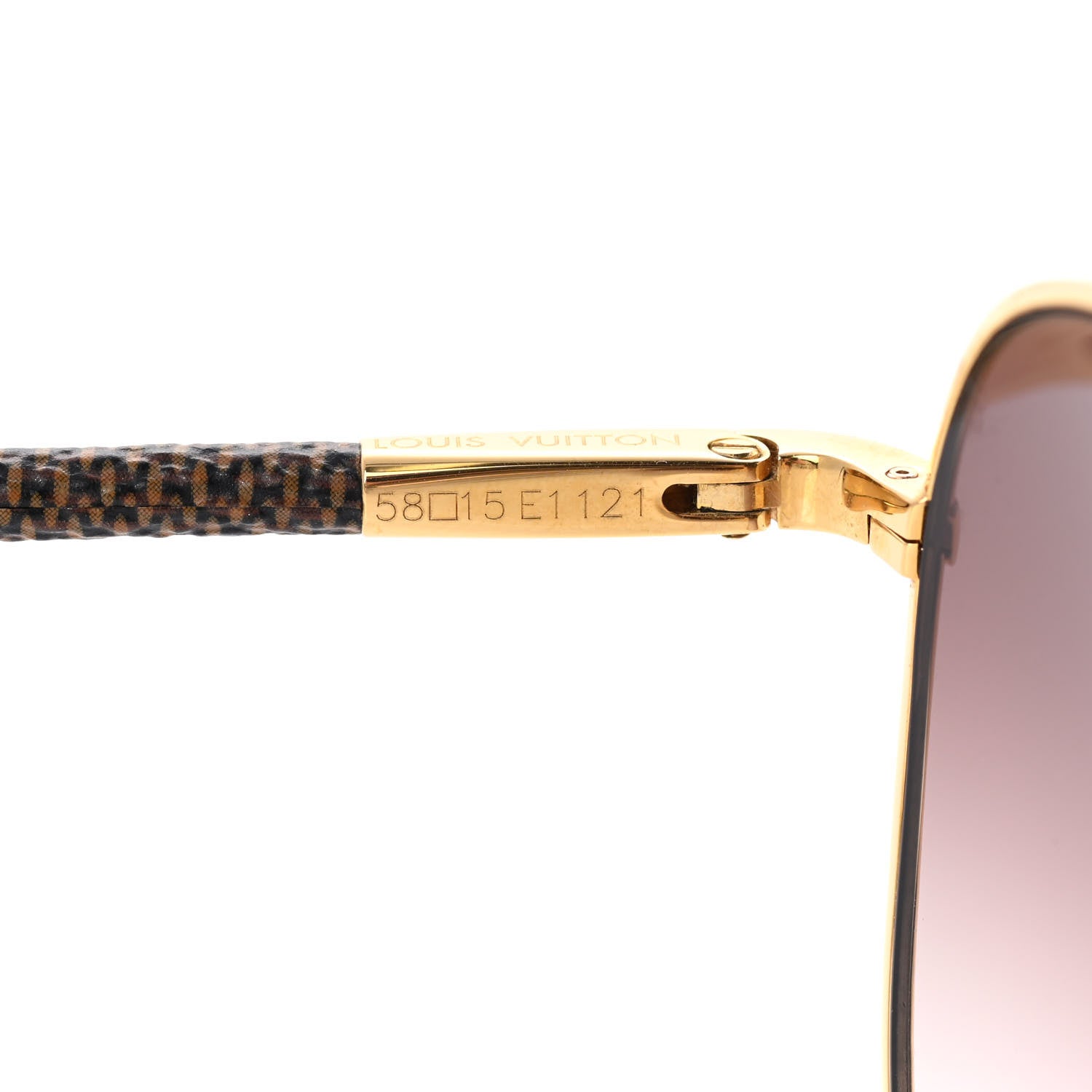 Louis Vuitton Damier Ebene Conspiration Pilote Aviator Sunglasses Z0202U Gold 5 of 9