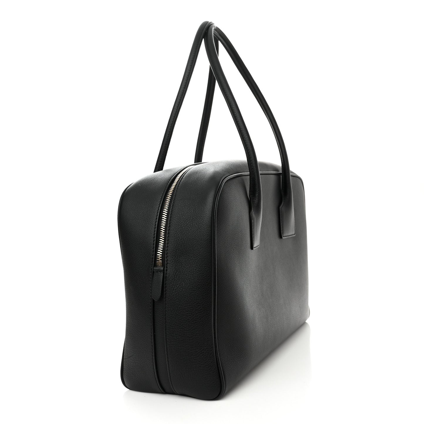 Grained Calfskin Large Half Cube Bowling Bag Black