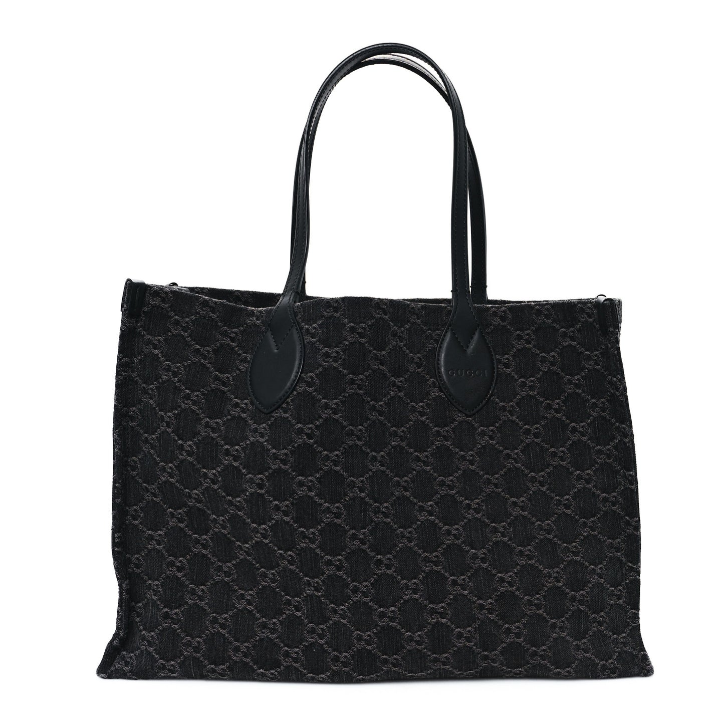Denim Ophidia GG Monogram Large Tote Black Grey