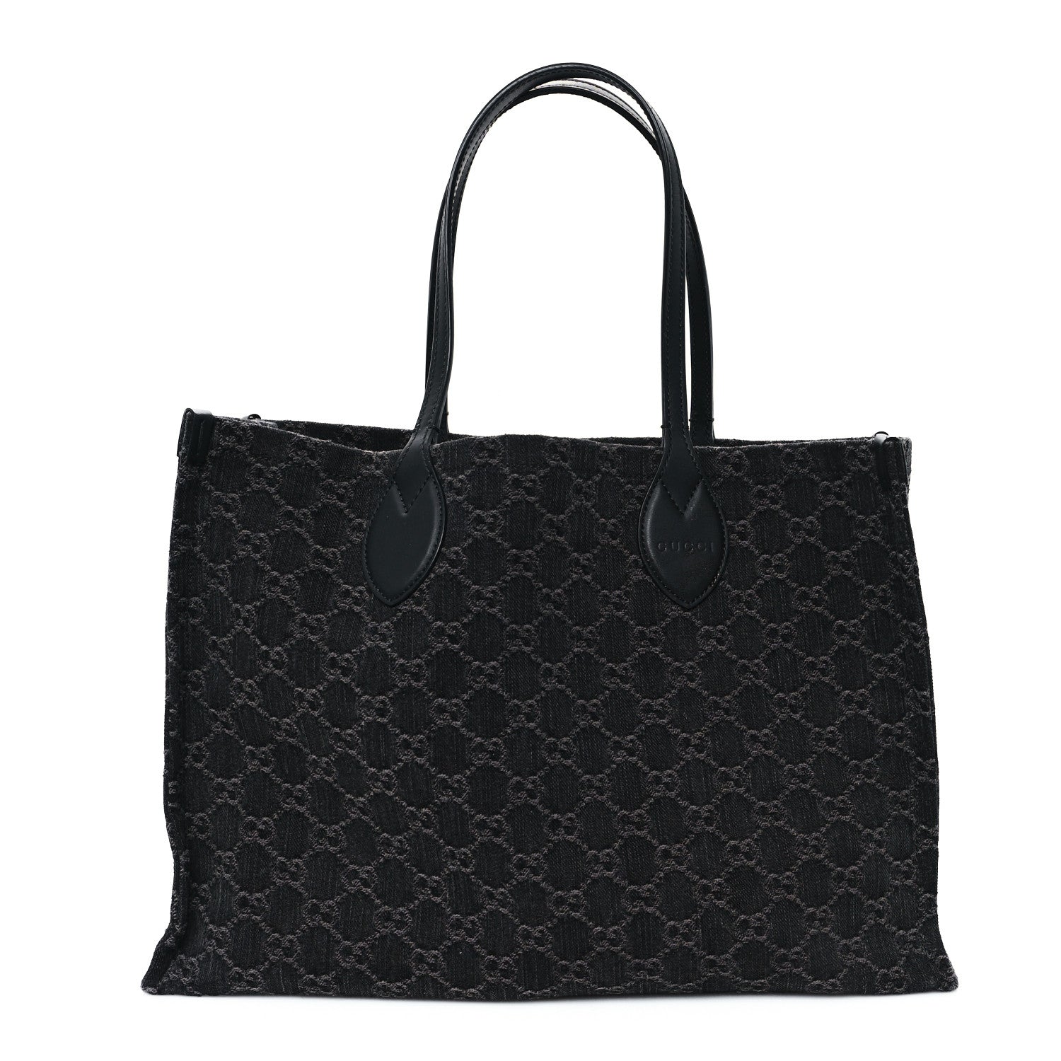 Gucci Denim Ophidia GG Monogram Large Tote Black Grey 1 of 13