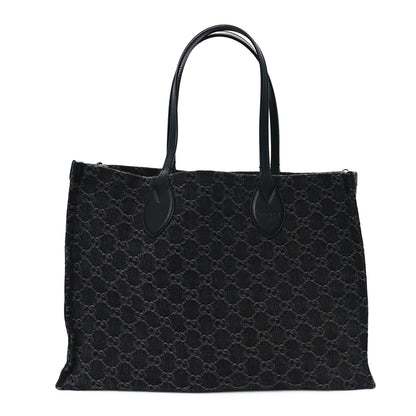 Gucci Denim Ophidia GG Monogram Large Tote Black Grey 1 of 13