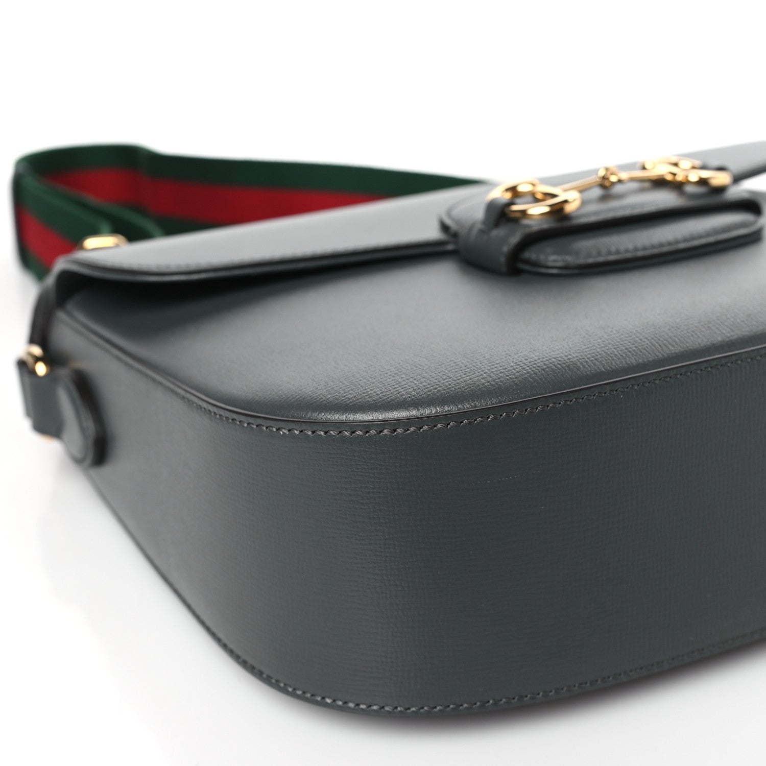 Gucci Azalea Calfskin Web Horsebit 1955 Shoulder Bag Graphite Grey 7 of 8