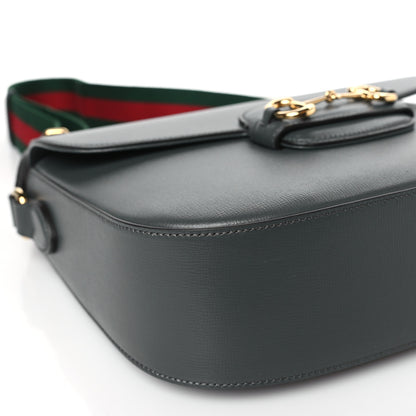 Gucci Azalea Calfskin Web Horsebit 1955 Shoulder Bag Graphite Grey 7 of 8