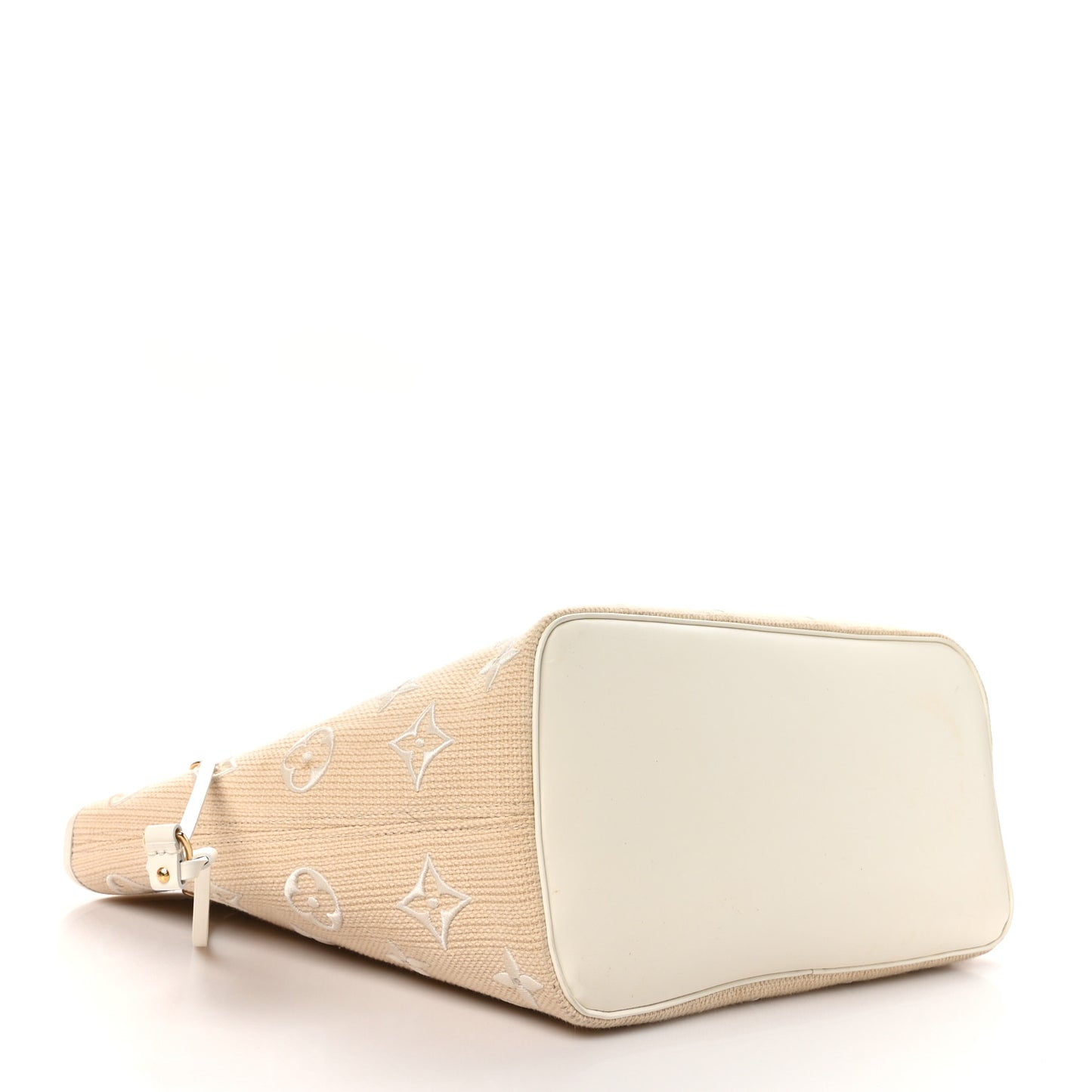 Cotton Monogram Embroidered Neverfull MM Beige White