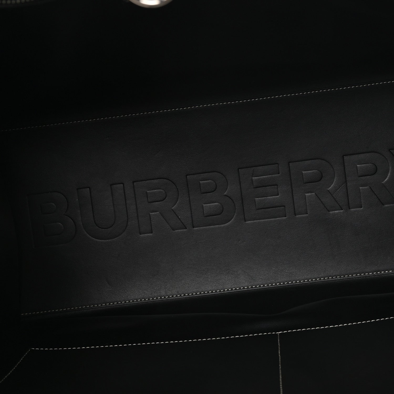 Burberry E-Canvas Calfskin Geometric Check Tote Hand Bag Brown White Black 5 of 10