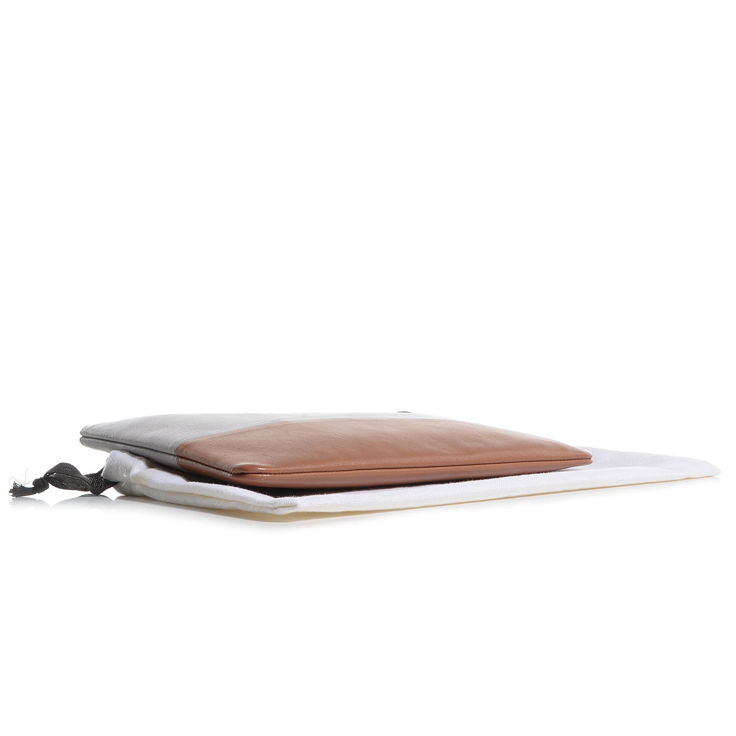Celine Lambskin Bi-Color Solo Clutch Pouch Grey Tan 4 of 9
