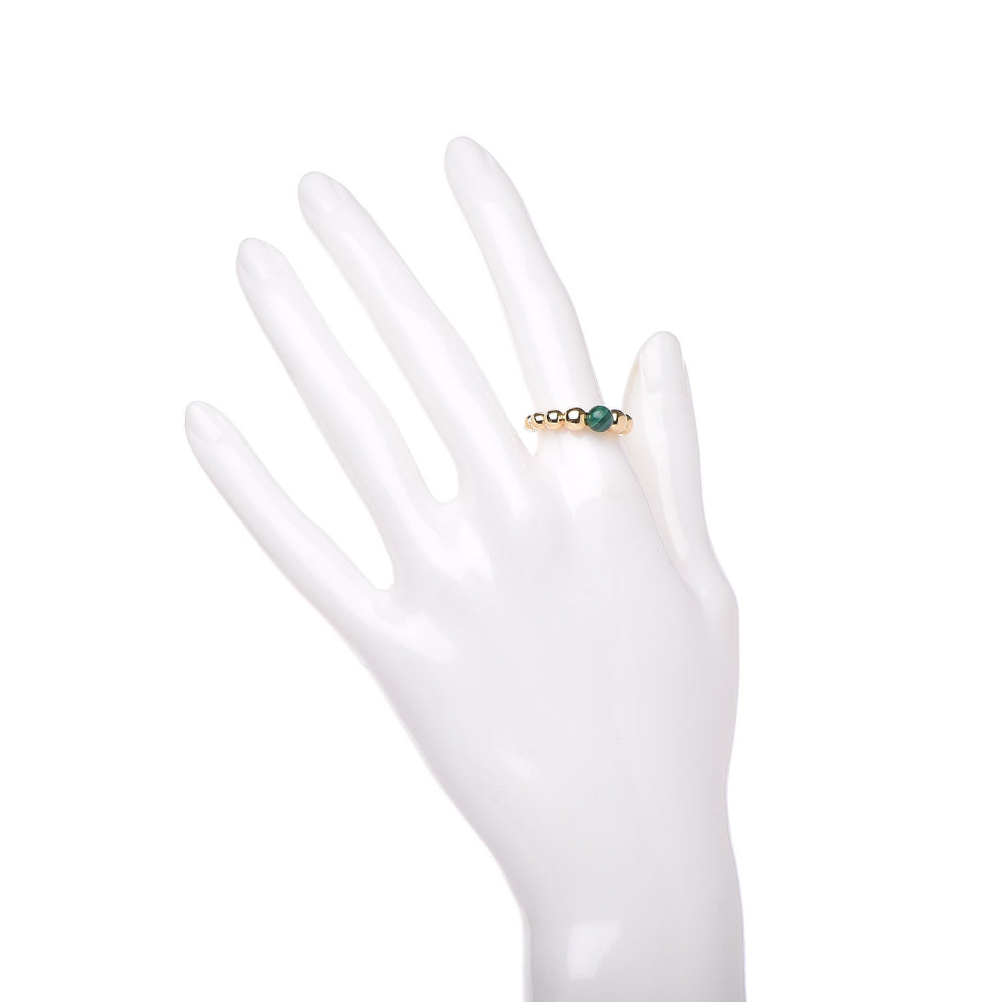 18K Yellow Gold Malachite Perlee Couleurs Variation Ring 53 6.5