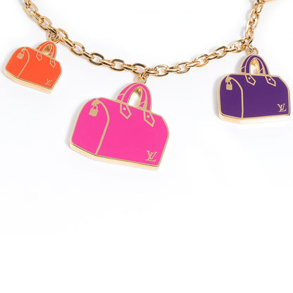 Louis Vuitton Enamel Iconic Speedy Bag Charm Chain Gold 3 of 6