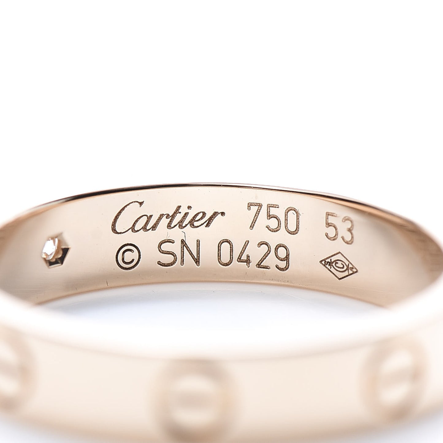 18K Pink Gold Diamond 4mm LOVE Wedding Band Ring 53 6.5