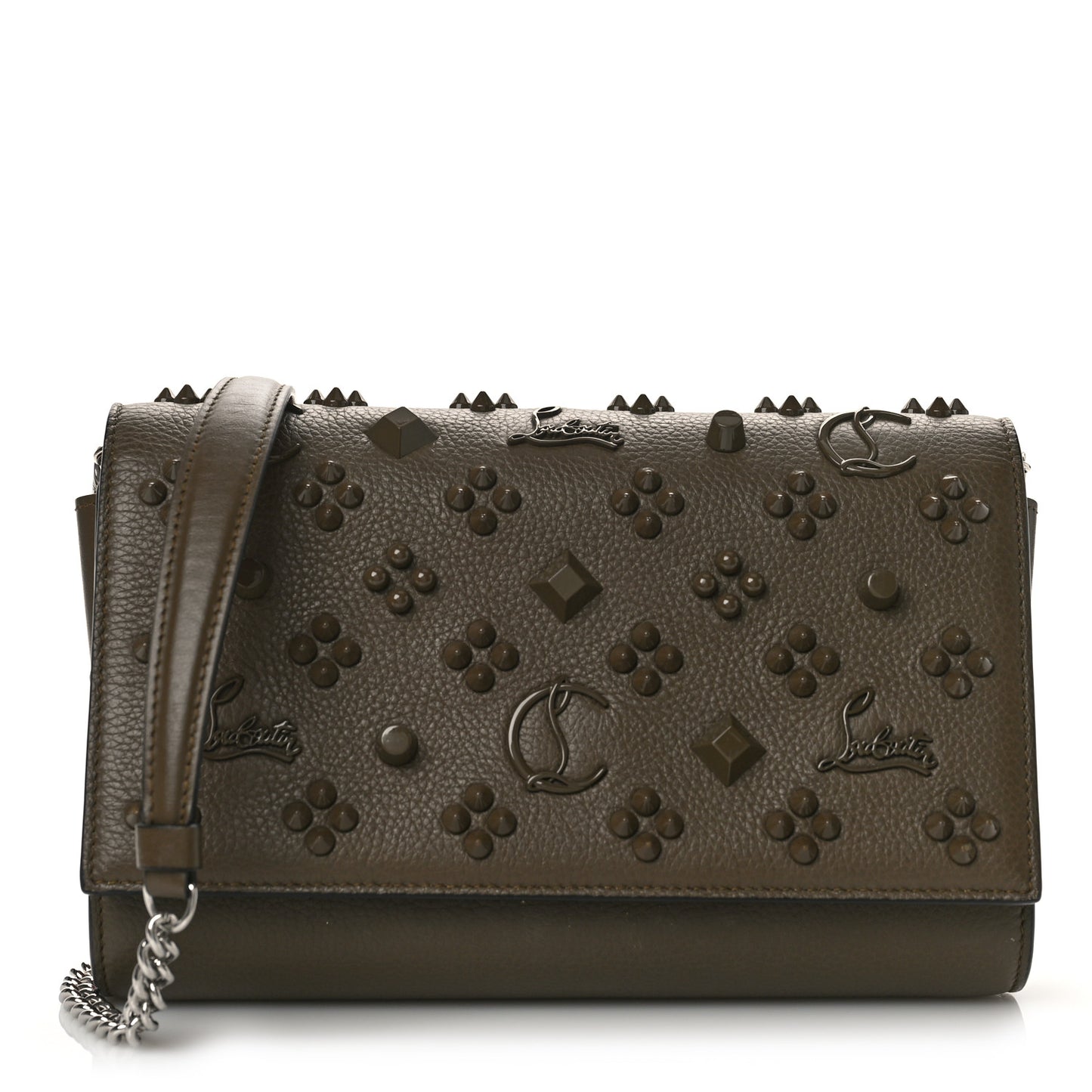 Calfskin Spikes Loubinthesky Paloma Clutch Silex