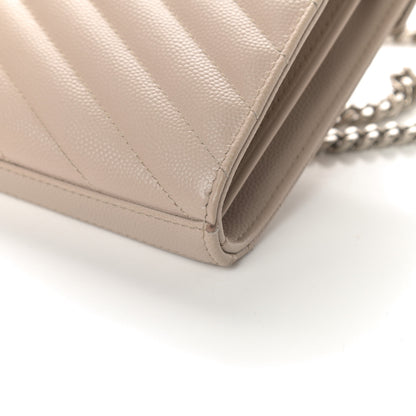 Saint Laurent Grain De Poudre Matelasse Chevron Monogram Chain Wallet Rose Poudre 12 of 18