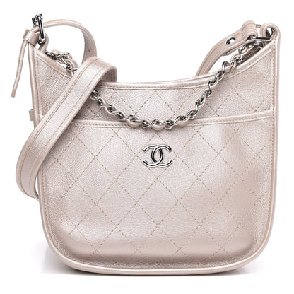 Chanel Metallic Calfskin Quilted Jungle Stroll Hobo Gold 1 of 10